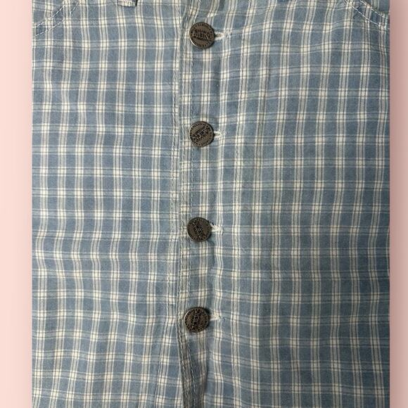 Vtg 90's Blue Plaid Button Up Mini Skirt Pockets Size 9/10 Waist 30 Cottagecore - Picture 2 of 5